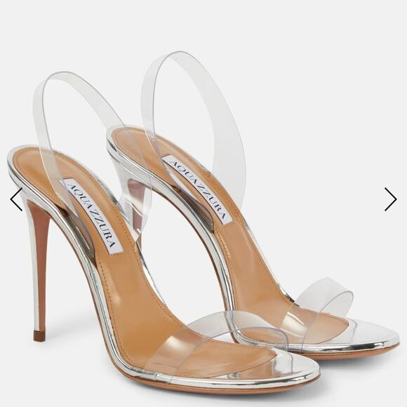 Aquazzura So Nude 105mm Metallic Plexi See-Through Sandals EU41 - Picture 1 of 7